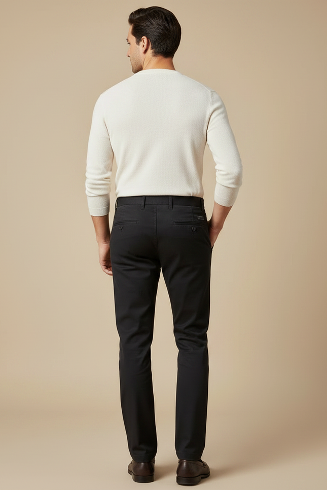 Pantalon Chino Noir Slim Classique Confortable Homme - Coton - vue 2