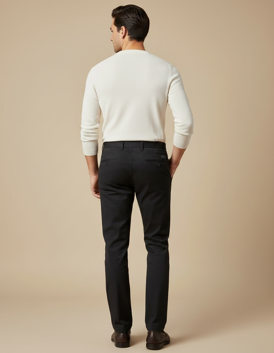 Pantalon Chino Noir Slim Classique Confortable Homme - Coton - vue 2