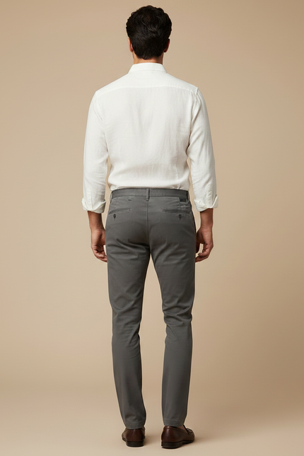 Pantalon Chino Homme Gris Slim Élégant Moderne - Coton - vue 2