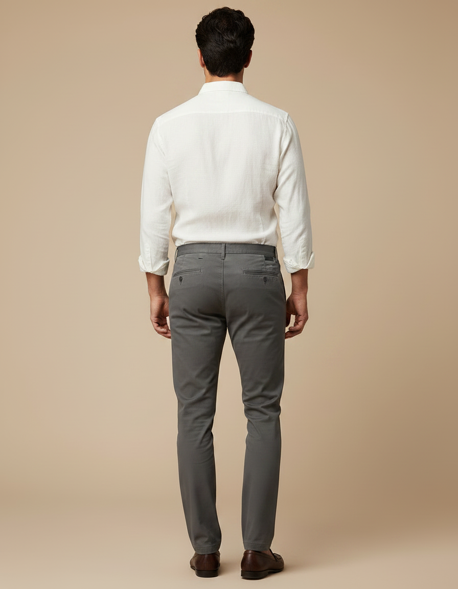 Pantalon Chino Homme Gris Slim Élégant Moderne - Coton - vue 2