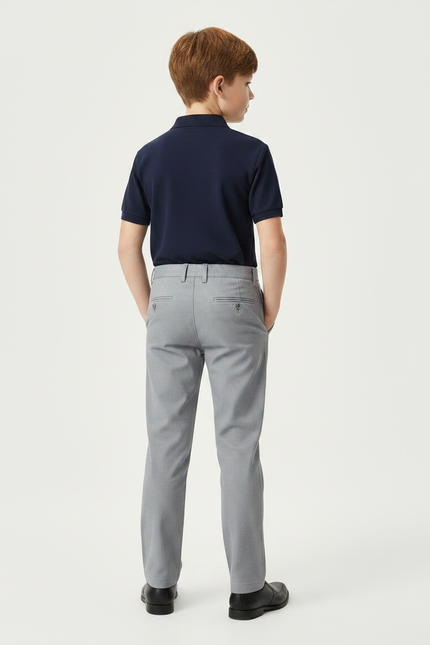 Pantalon Chino Gris Clair Coupe Droite Garçon Élégant - Gabardine - vue 2