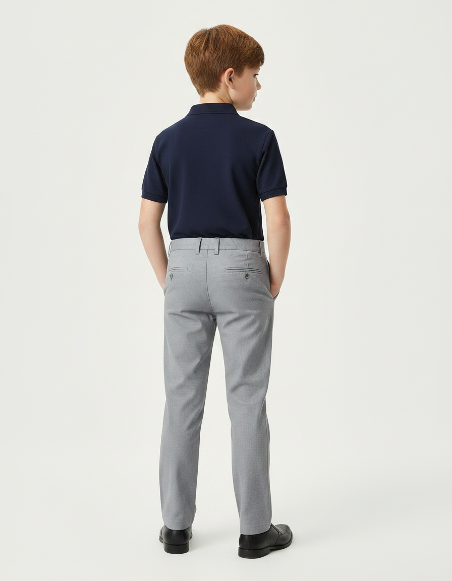 Pantalon Chino Gris Clair Coupe Droite Garçon Élégant - Gabardine - vue 2
