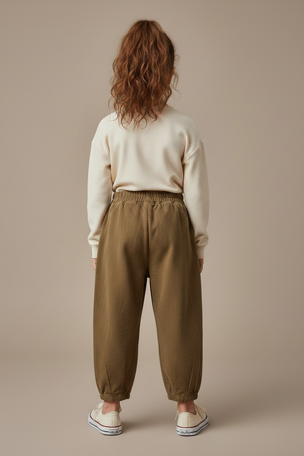 Pantalon Chino Kaki Coton Ample Enfant Uni - Molleton - vue 2
