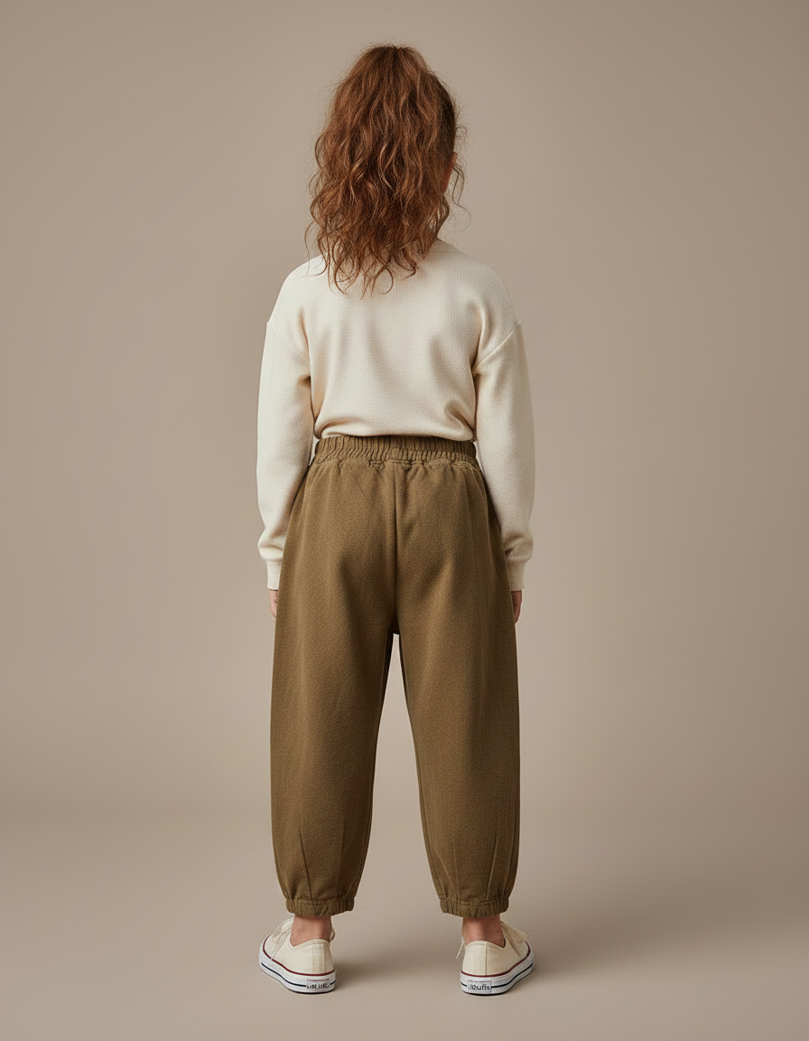 Pantalon Chino Kaki Coton Ample Enfant Uni - Molleton - vue 2
