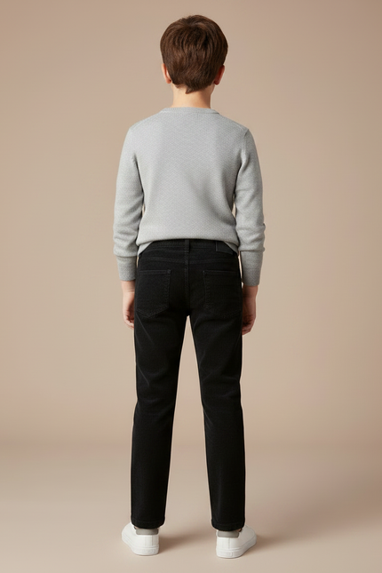 Pantalon Chino Noir Velours Côtelé Droit Enfant - vue 2