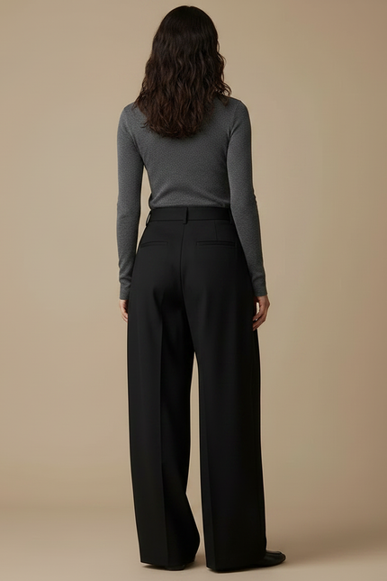 Pantalon Chino Femme Noir Coupe Ample Stretch - Gabardine - vue 2