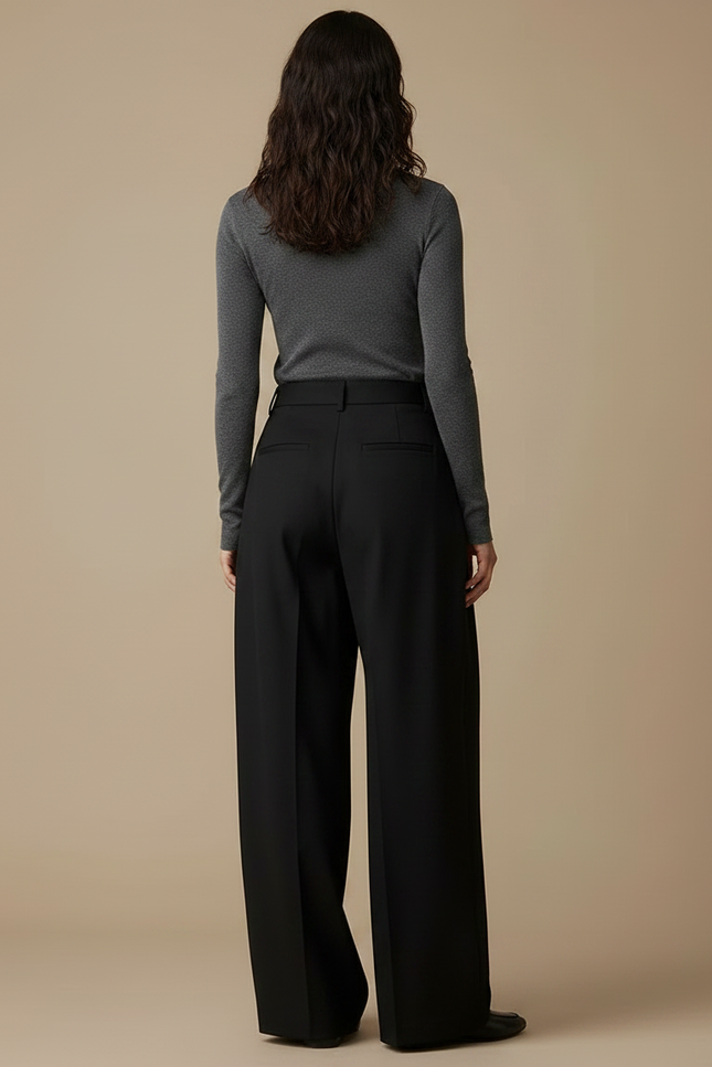 Pantalon Chino Femme Noir Coupe Ample Stretch - Gabardine - vue 2