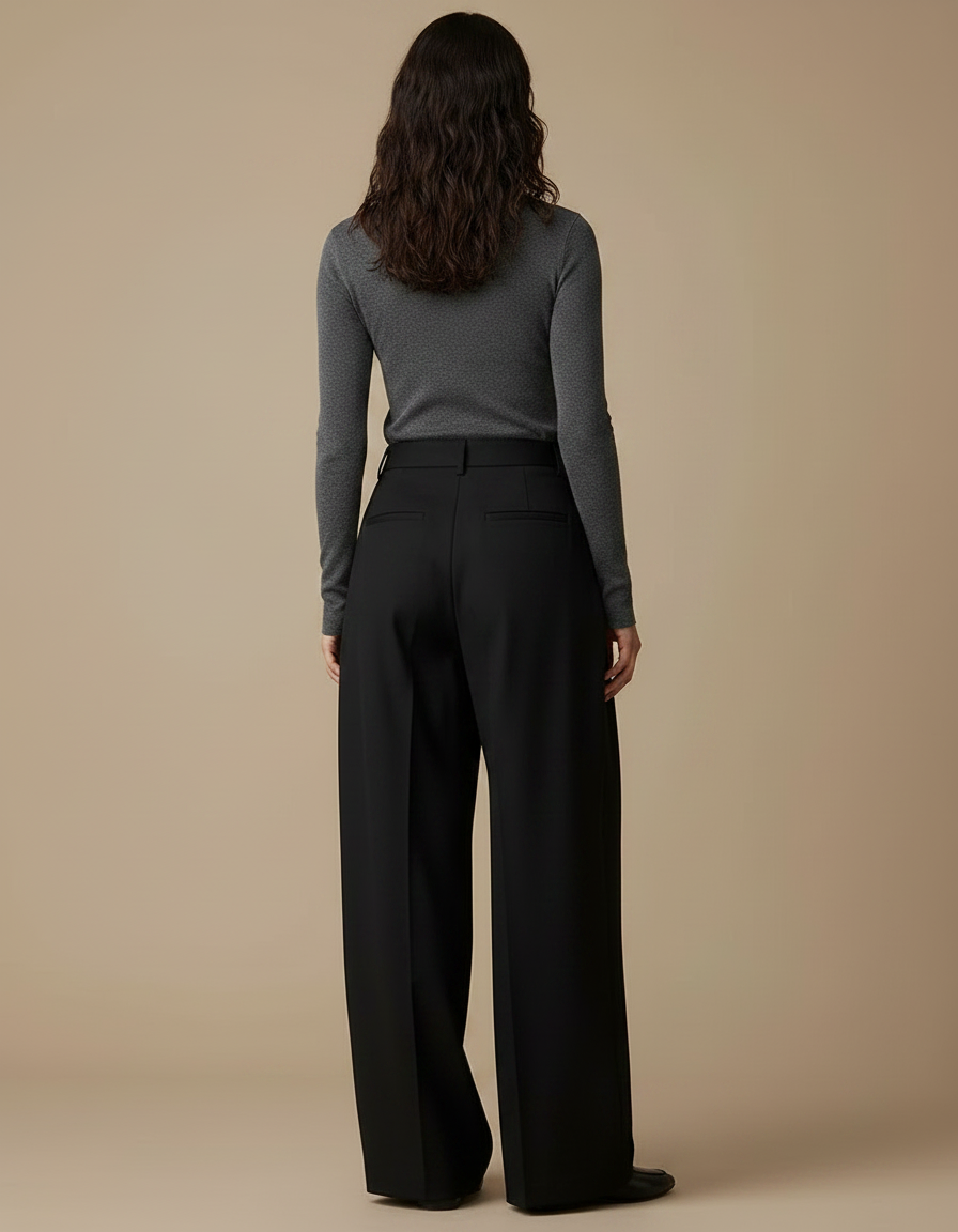 Pantalon Chino Femme Noir Coupe Ample Stretch - Gabardine - vue 2