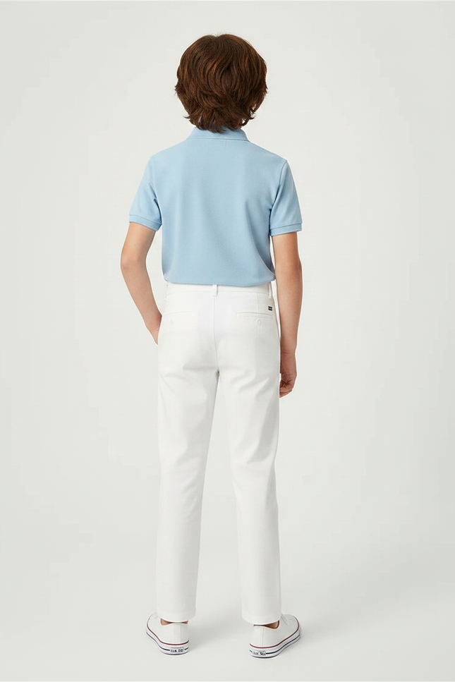 Pantalon Chino Blanc Droit Élégant Garçon - Coton - vue 2