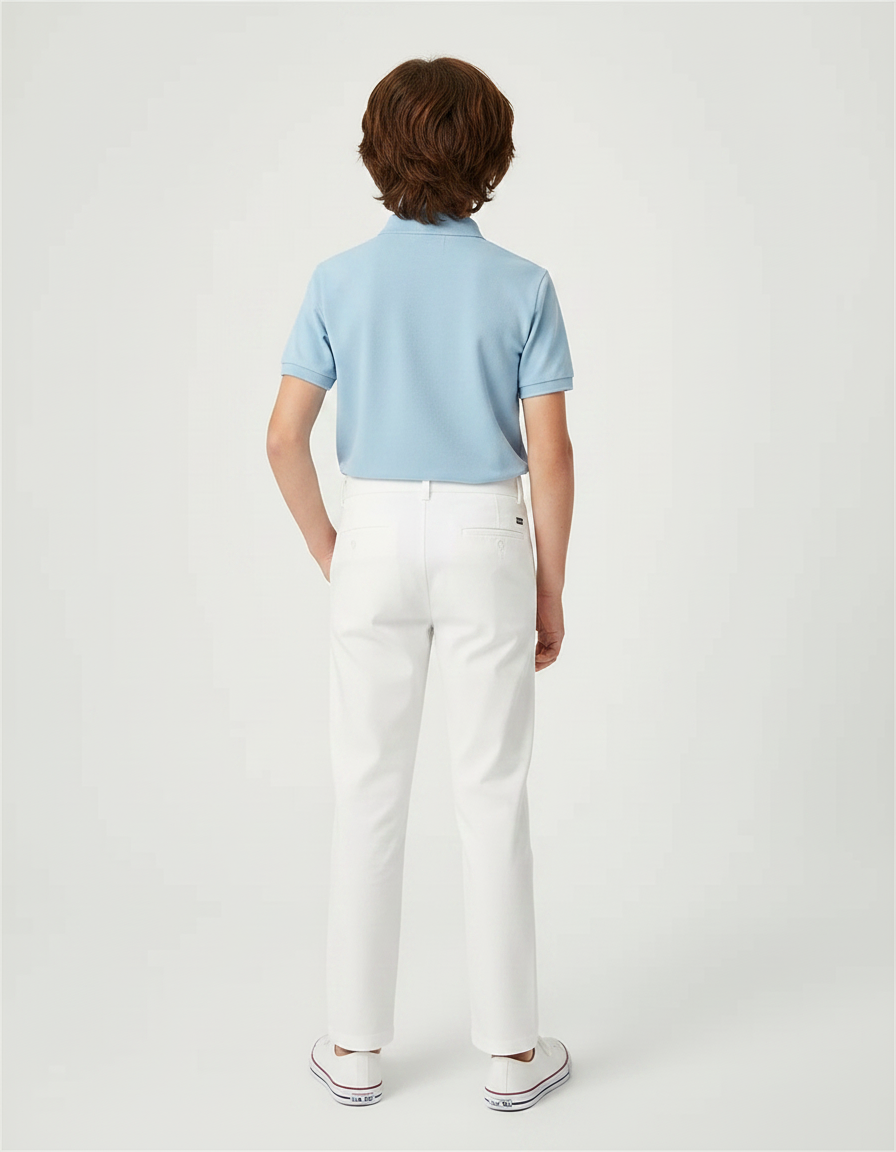 Pantalon Chino Blanc Droit Élégant Garçon - Coton - vue 2