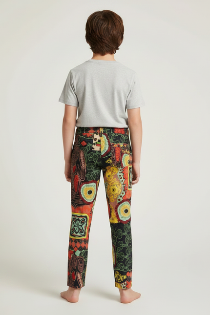 Pantalon Chino Imprimé Ethnique Multicolore Décontracté Enfant - Gabardine - vue 2