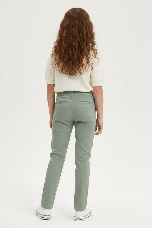 Pantalon Chino Vert Droit Décontracté Enfant - Coton - vue 2