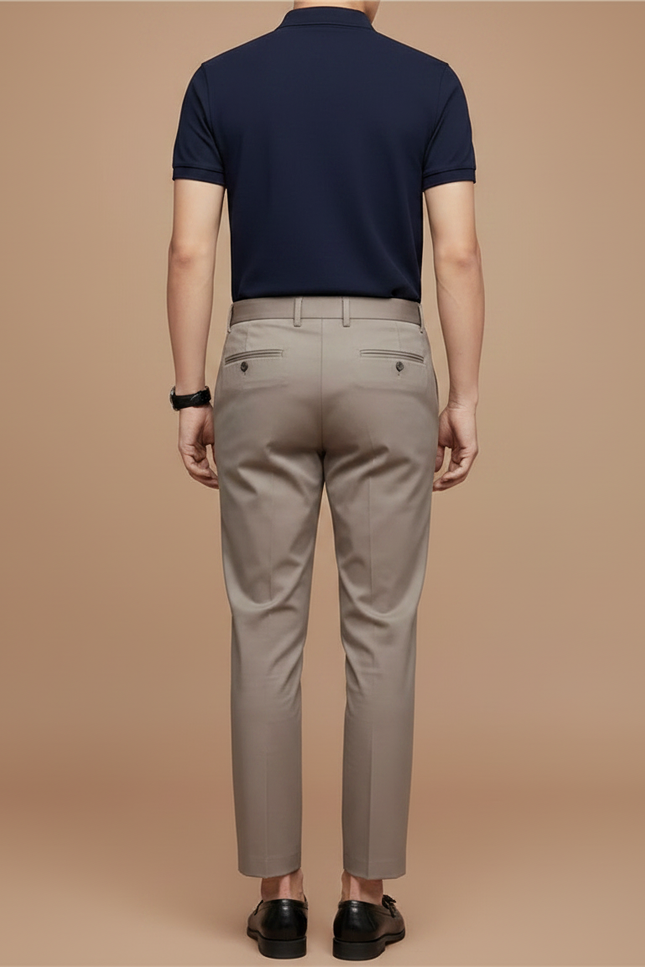Pantalon Chino Beige Slim Stretch Homme Élégant - Gabardine - vue 2