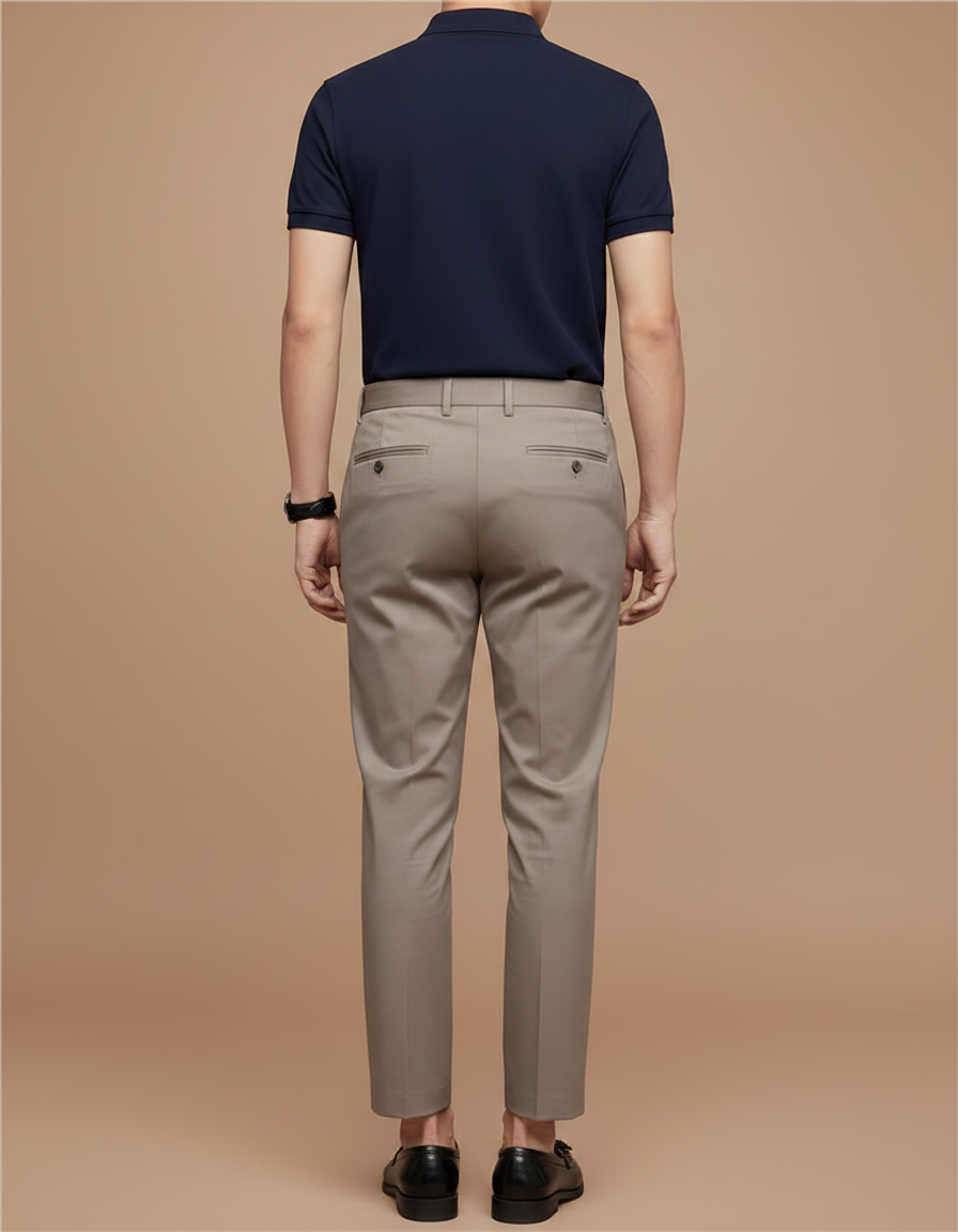 Pantalon Chino Beige Slim Stretch Homme Élégant - Gabardine - vue 2