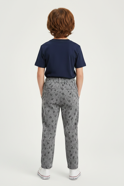 Pantalon Chino Gris Côtelé Imprimé Lettres Enfant - Cordé - vue 2