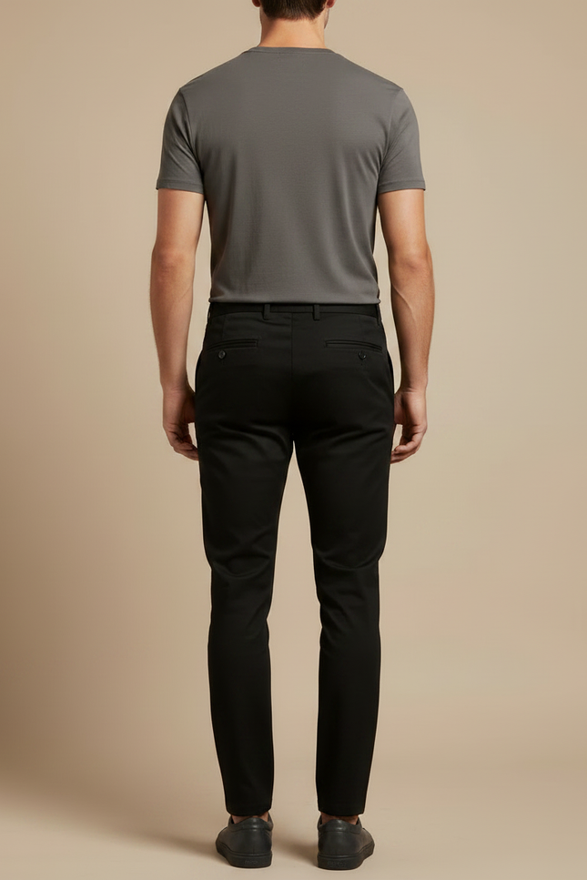 Pantalon Chino Noir Slim Homme Business Élégant Coton - vue 2