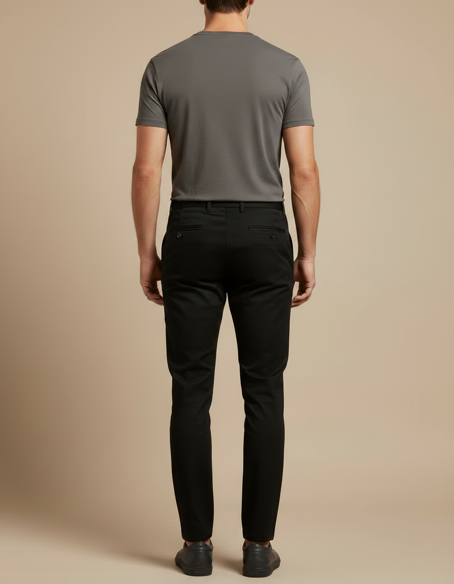 Pantalon Chino Noir Slim Homme Business Élégant Coton - vue 2