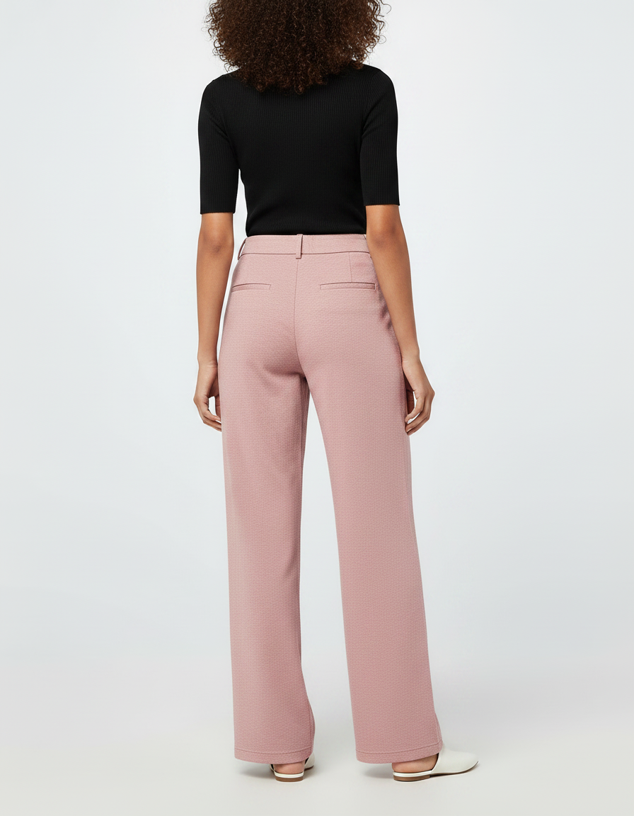Pantalon Chino Rose Ample Plissé Décontracté Femme - Maille - vue 2