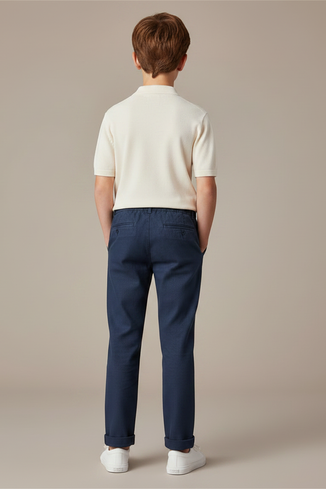 Pantalon Chino Bleu Garcon - Marine Gabardine - vue 2