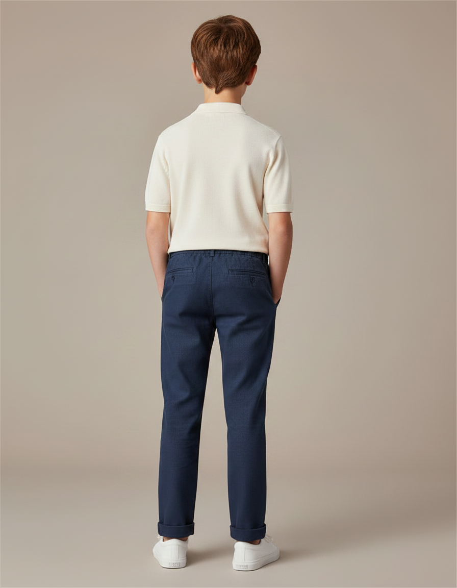Pantalon Chino Bleu Garcon - Marine Gabardine - vue 2