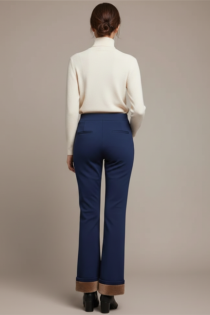 Pantalon Chino Bleu Marine Évasé Doublure Polaire Femme - Polyester - vue 2