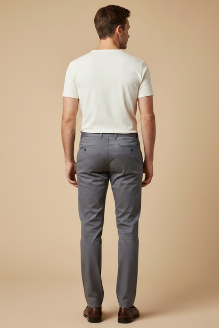 Pantalon Chino Gris Slim Coton Décontracté Homme - vue 2