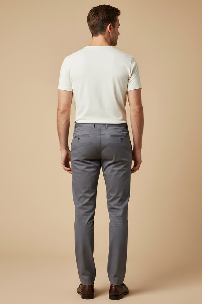Pantalon Chino Gris Slim Coton Décontracté Homme - vue 2