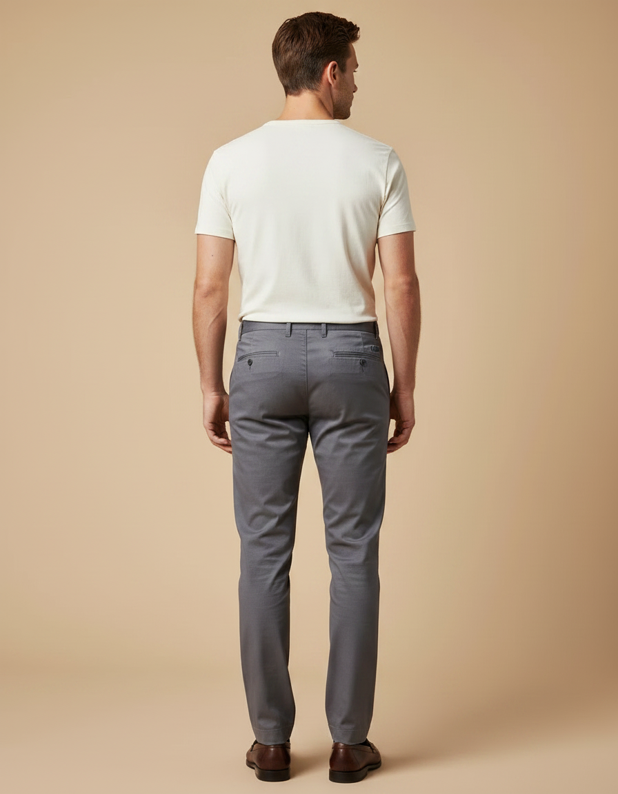 Pantalon Chino Gris Slim Coton Décontracté Homme - vue 2
