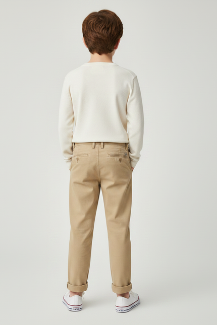 Pantalon Chino Beige Coton Décontracté Droit Garçon - vue 2