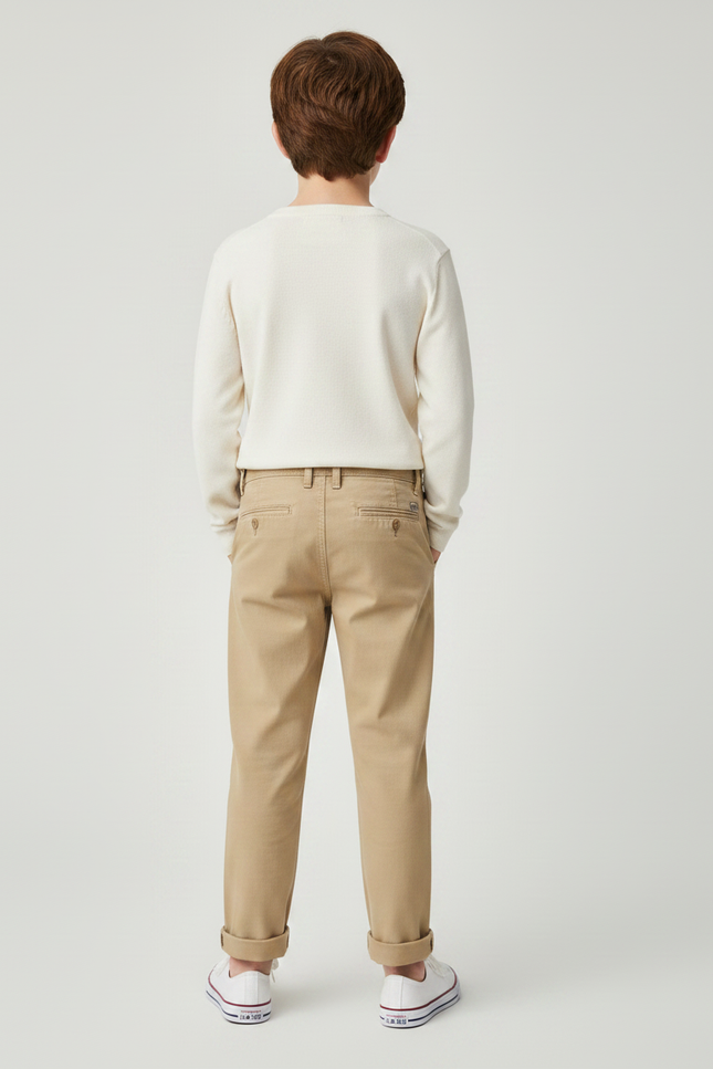 Pantalon Chino Beige Coton Décontracté Droit Garçon - vue 2