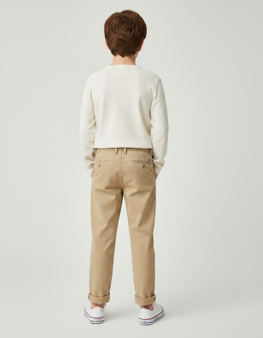 Pantalon Chino Beige Coton Décontracté Droit Garçon - vue 2