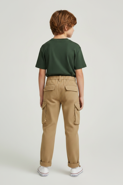 Pantalon Chino Kaki Cargo Coton Décontracté Enfant - Gabardine - vue 2