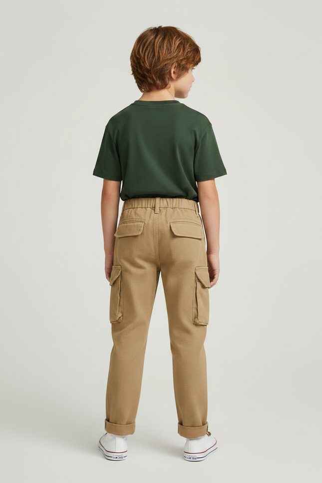 Pantalon Chino Kaki Cargo Coton Décontracté Enfant - Gabardine - vue 2