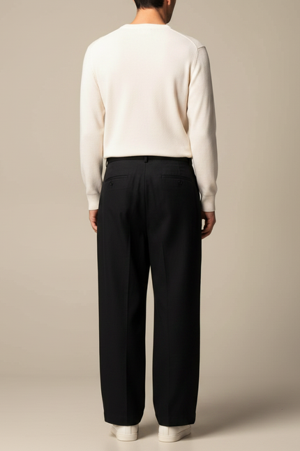 Pantalon Chino Noir Ample Fluide Homme Élégant - Gabardine - vue 2