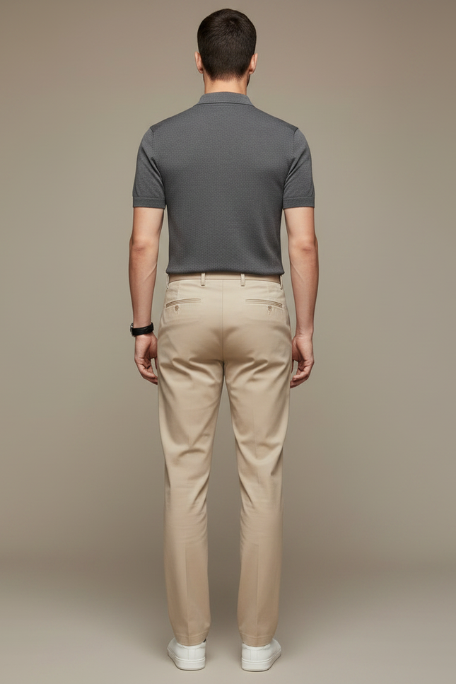 Pantalon Chino Beige Clair Droit Décontracté Homme - Coton - vue 2