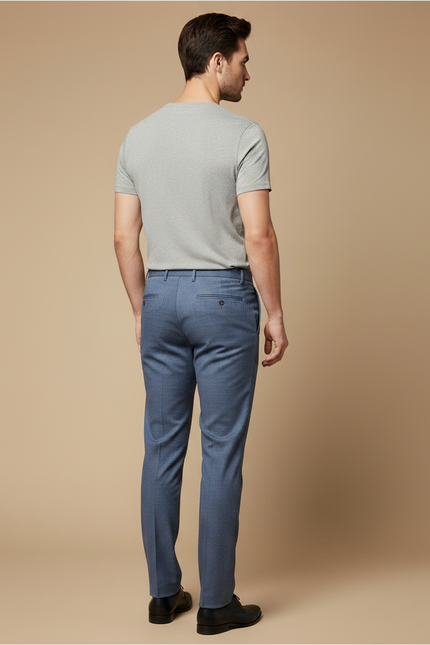 Pantalon Chino Bleu Marine Droit Coton Homme Élégant - Laine - vue 2