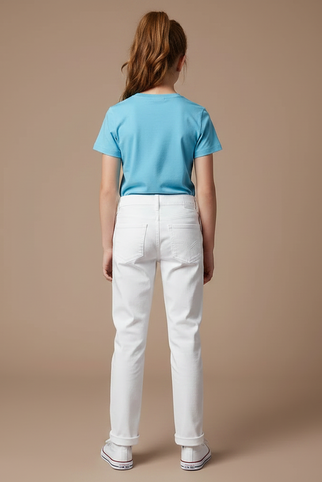 Pantalon Chino Blanc Droit Coton Enfant - vue 2