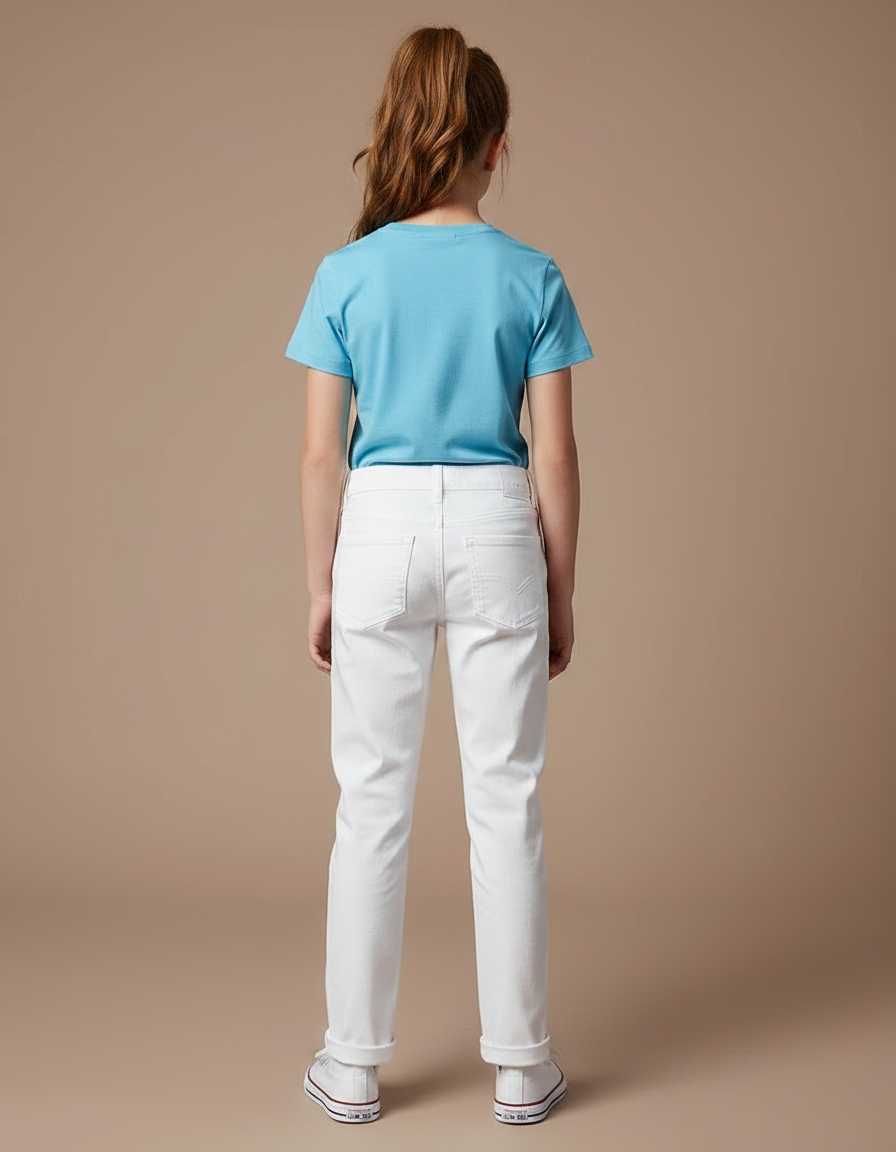 Pantalon Chino Blanc Droit Coton Enfant - vue 2