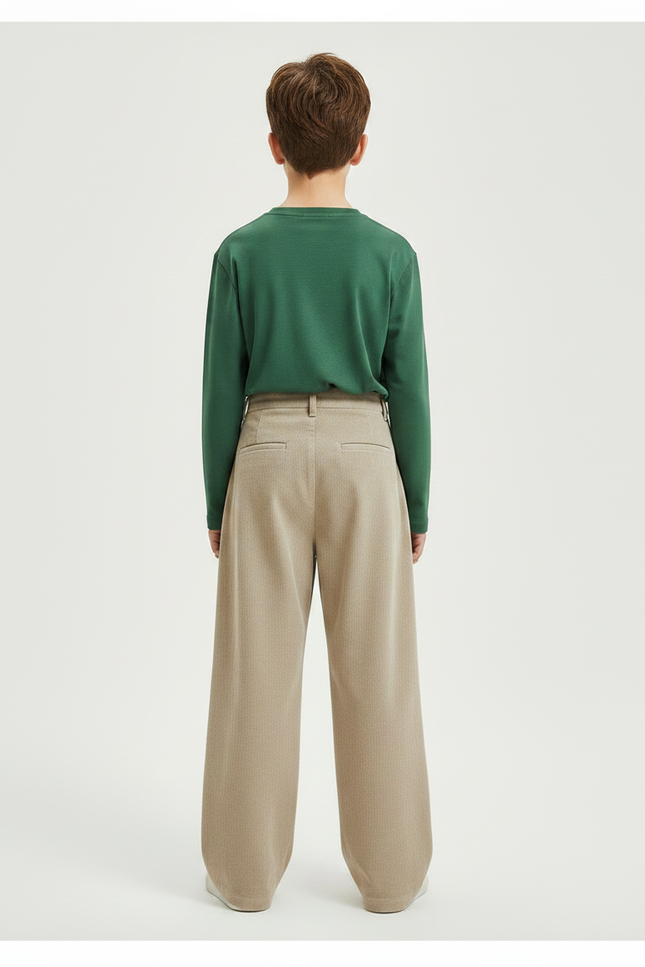 Pantalon Chino Beige Côtelé Plissé Ample Enfant - Cordé - vue 2