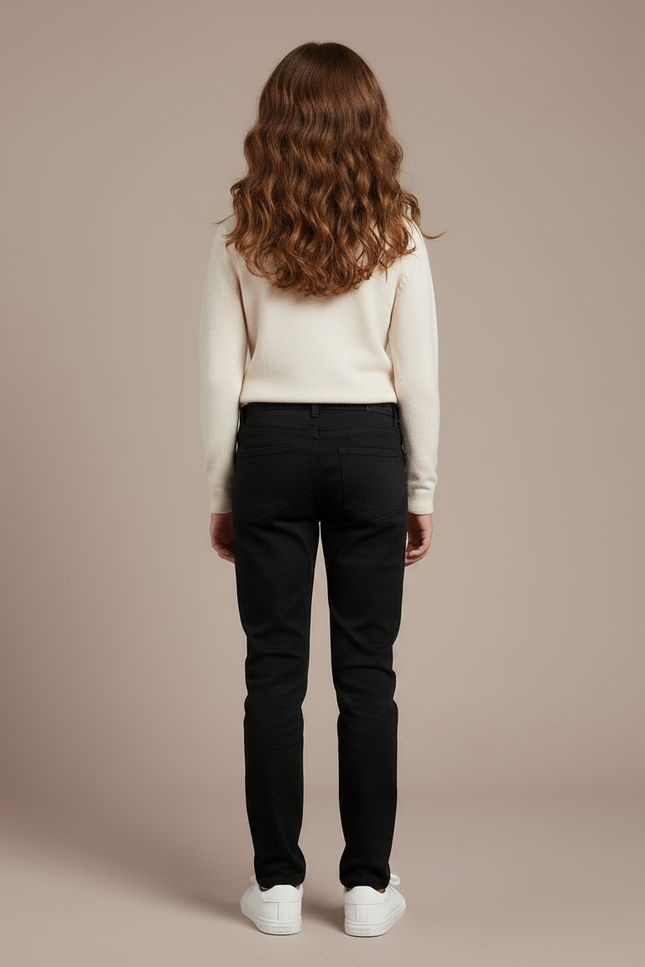 Pantalon Chino Noir Coton Slim Enfant Uni - vue 2