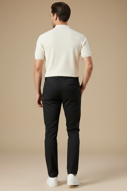 Pantalon Chino Noir Slim Extensible Classique Homme - Polyester - vue 2