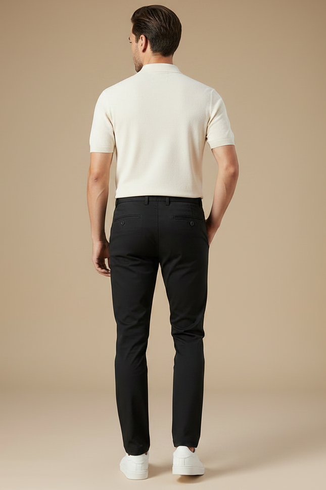 Pantalon Chino Noir Slim Extensible Classique Homme - Polyester - vue 2