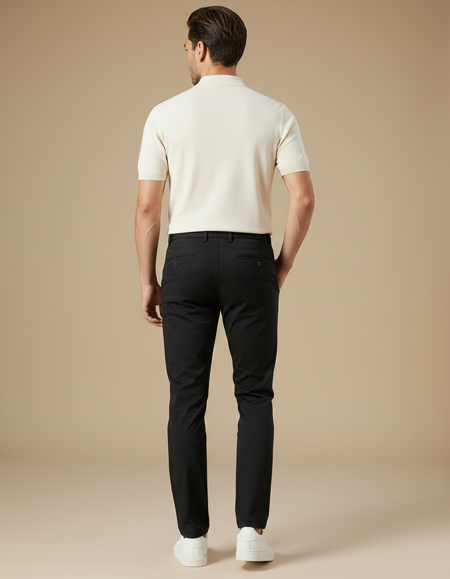 Pantalon Chino Noir Slim Extensible Classique Homme - Polyester - vue 2