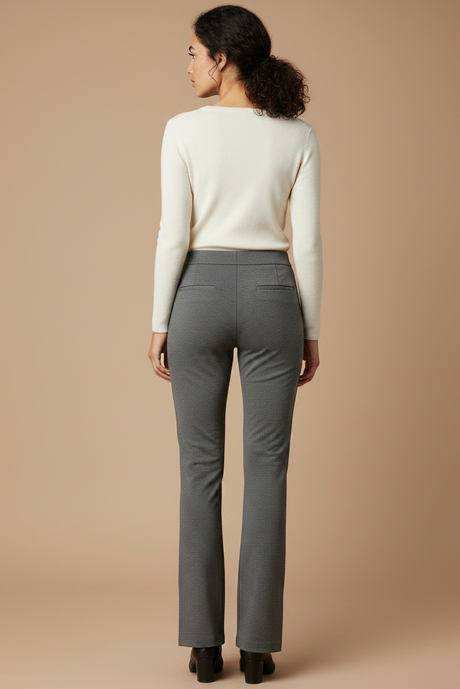 Pantalon Chino Gris Foncé Micro-Évasé Élégant Femme - Maille - vue 2