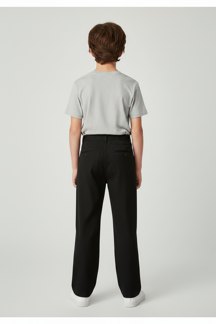 Pantalon Chino Noir Rayé Droit Enfant Décontracté - Cordé - vue 2