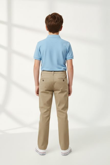 Pantalon Chino Kaki Coton Slim Enfant Décontracté - vue 2