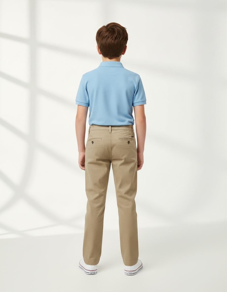 Pantalon Chino Kaki Coton Slim Enfant Décontracté - vue 2