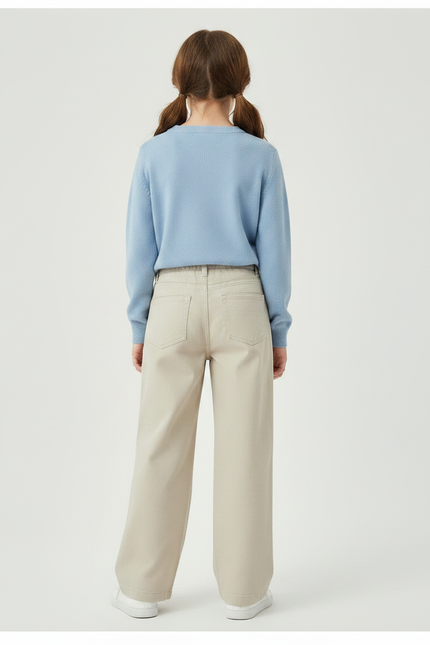 Pantalon Chino Beige Ample Coton Enfant Décontracté - vue 2
