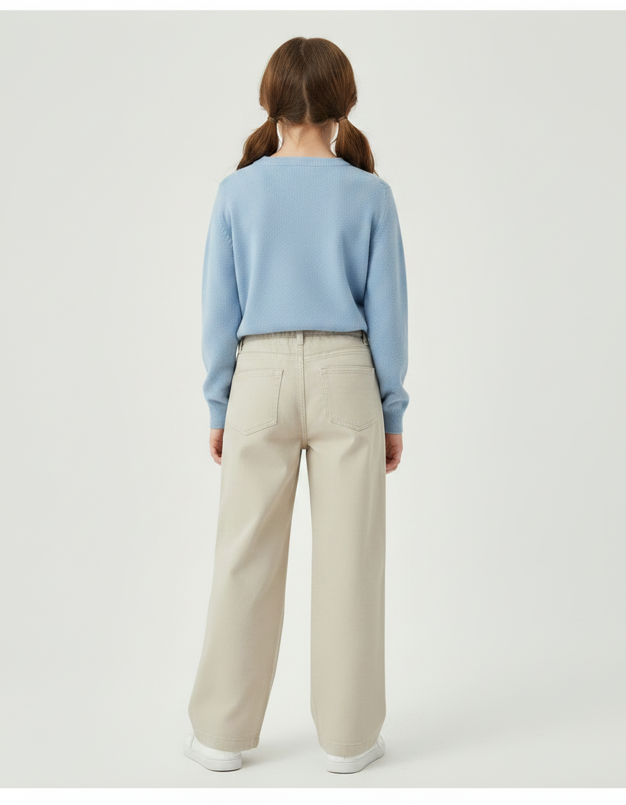 Pantalon Chino Beige Ample Coton Enfant Décontracté - vue 2