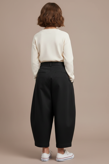 Pantalon Chino Noir Ample Plissé Coton Enfant - vue 2